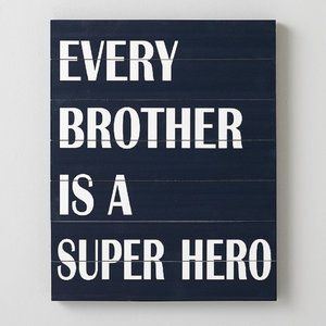 Potter Barn Kids 'Every Brother Is A Super Hero' Wooden Hanging Wall Art